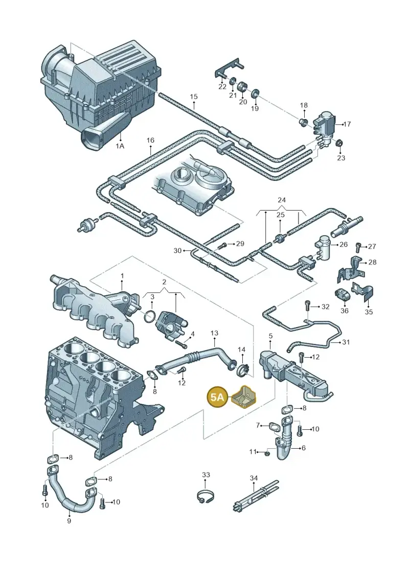 03L131531A — Volkswagen Jetta (2014-2017) diagram 712131400, position 5A