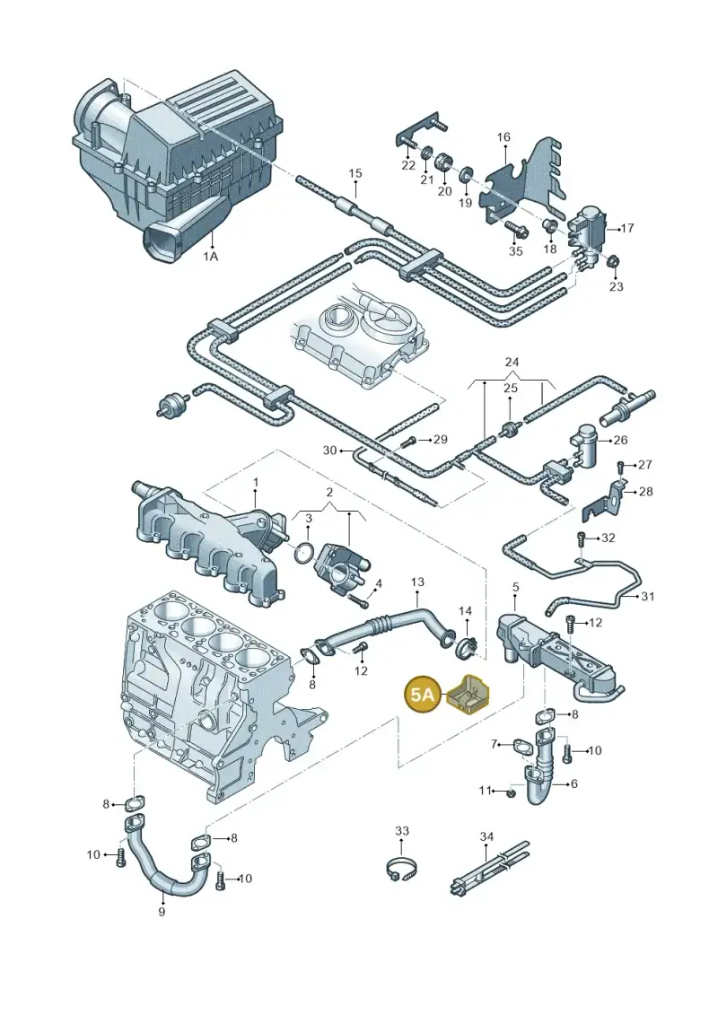 03L131531A — Volkswagen Tiguan 4Motion (2011-2018) diagram 719131500, position 5A