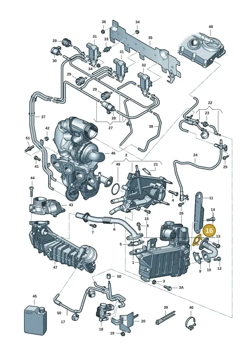 03L131547P — Volkswagen Transport. multivan (2019-2024) diagram 7fp131000, position 16