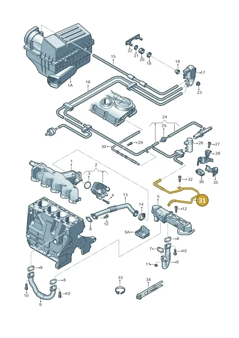 03L131605M — Volkswagen Jetta (2014-2017) diagram 712131400, position 31