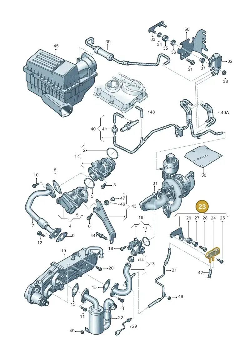 03L131645A — Volkswagen New Passat (2011-2015) diagram 691131450, position 23