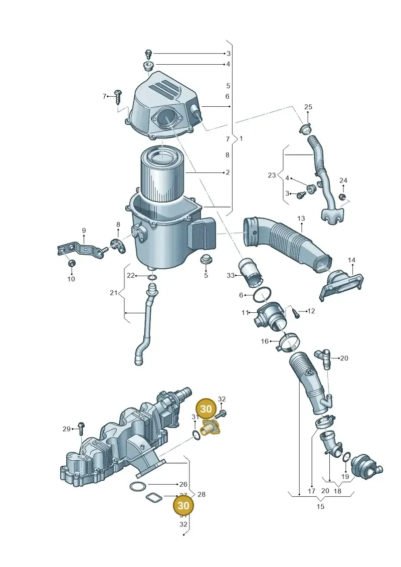 03L131819A — Volkswagen Polo (2012-2014) diagram 672129510, position 30