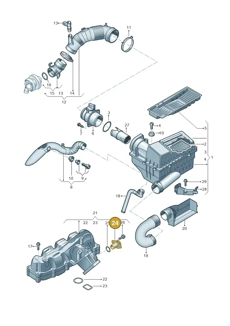 03L131819A — Volkswagen Caddy kombi (2015-2020) diagram 694129050, position 24