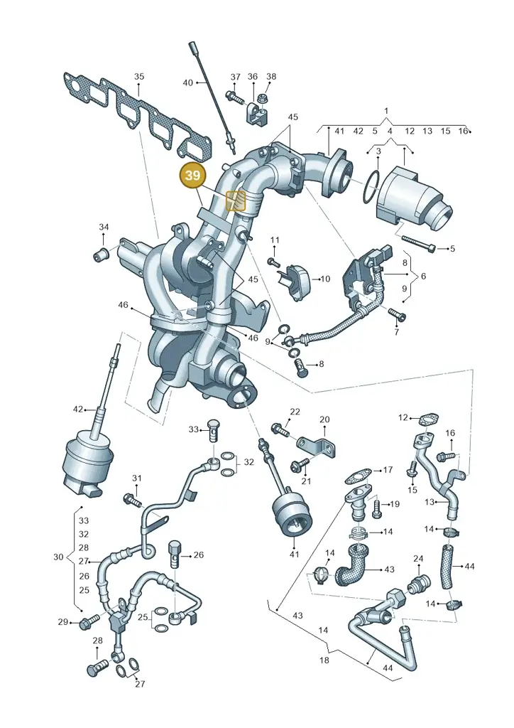 03L198701 — Volkswagen Caravelle (2015-2019) diagram 679145650, position 39