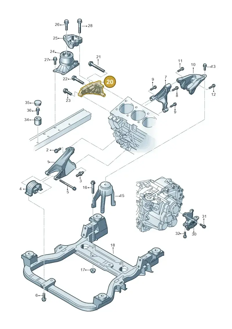 03L199207B — Volkswagen Caravelle (2015-2019) diagram 861199350, position 20