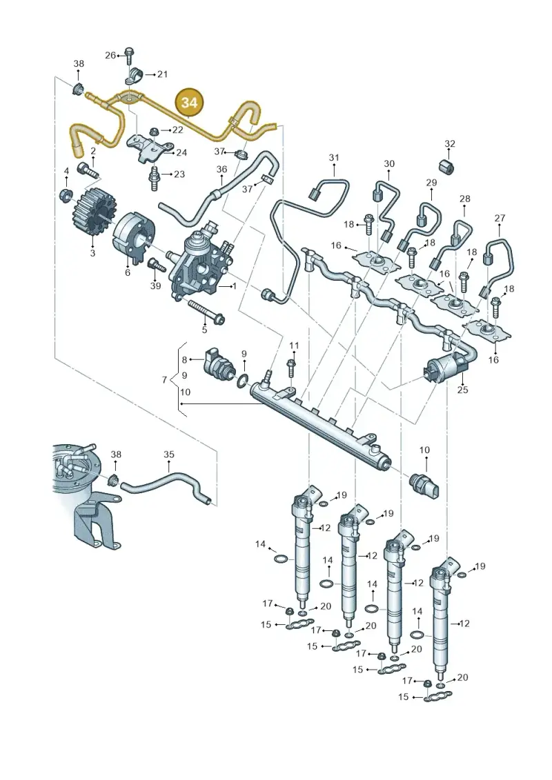 03L201360G — Volkswagen New beetle (2011-2016) diagram 634130400, position 34