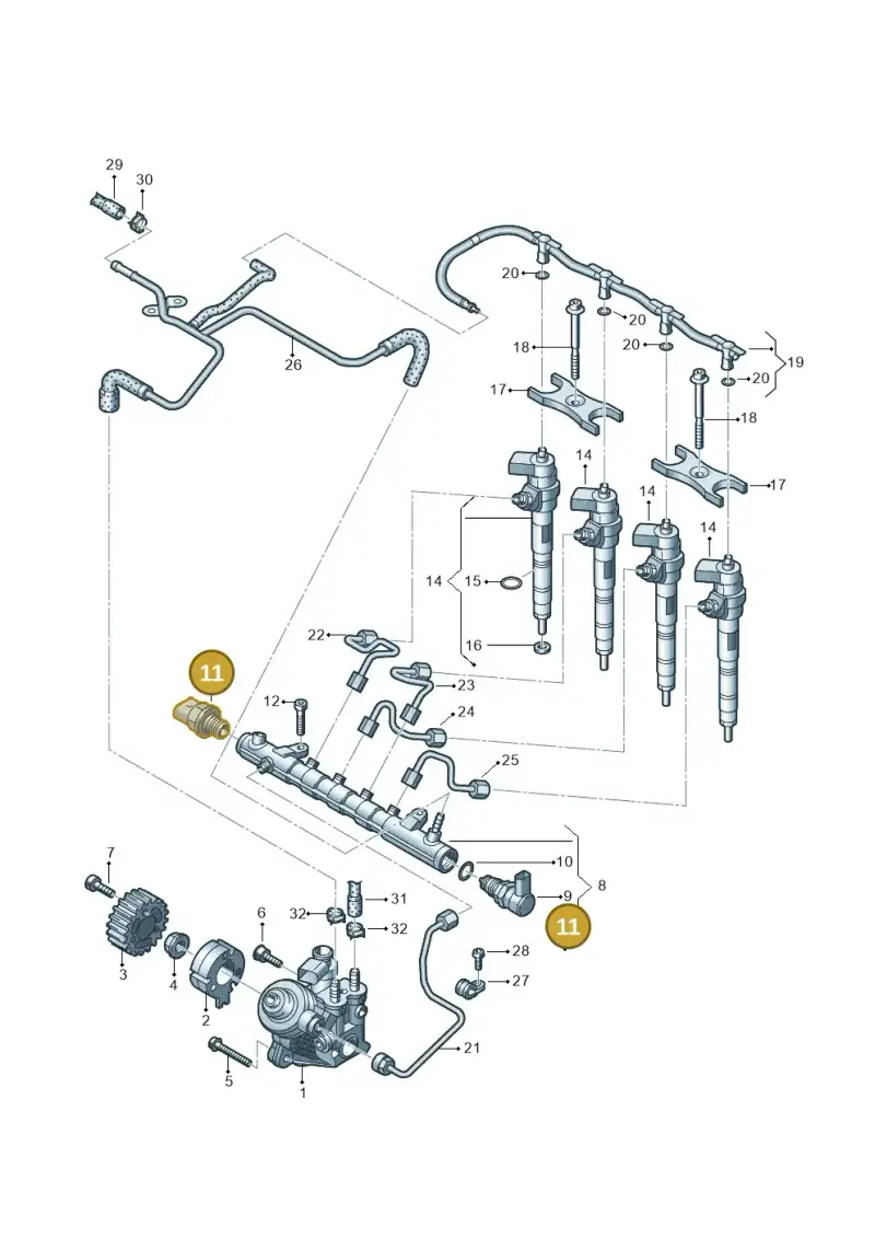 03L906054A — Volkswagen Jetta (2014-2017) diagram 634130300, position 11