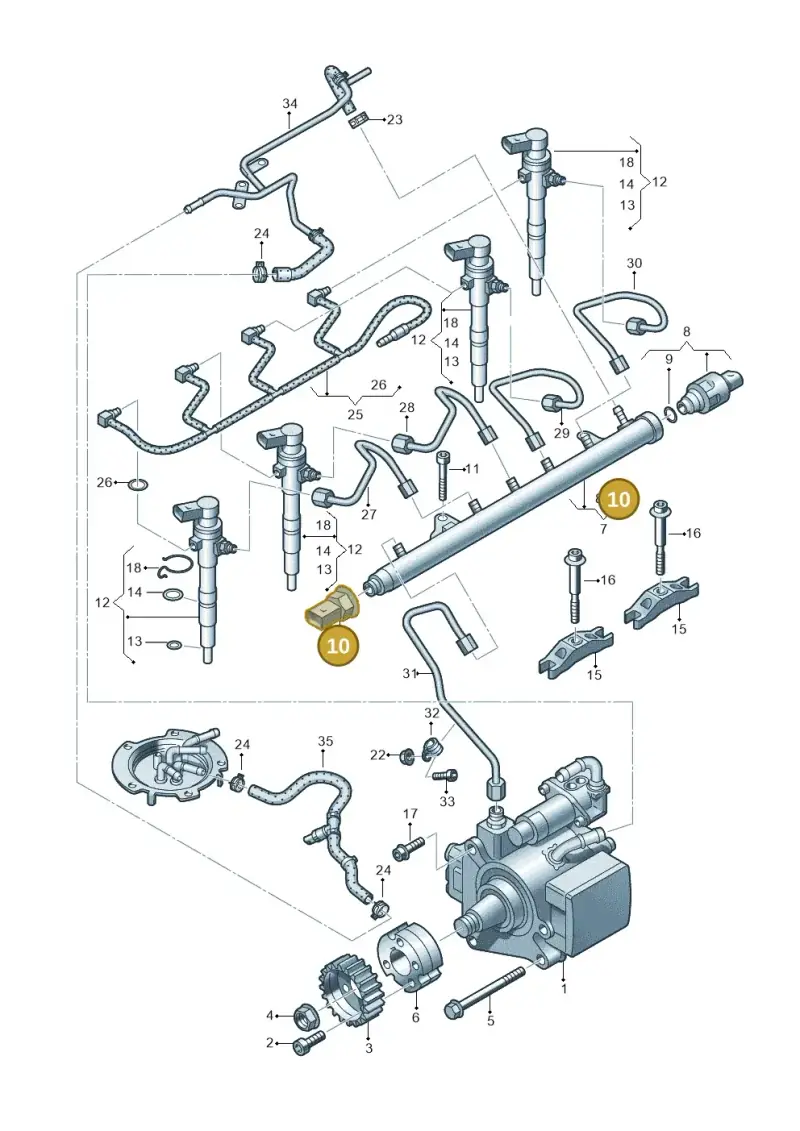 03L906054A — Volkswagen Jetta (2014-2017) diagram 649130300, position 10