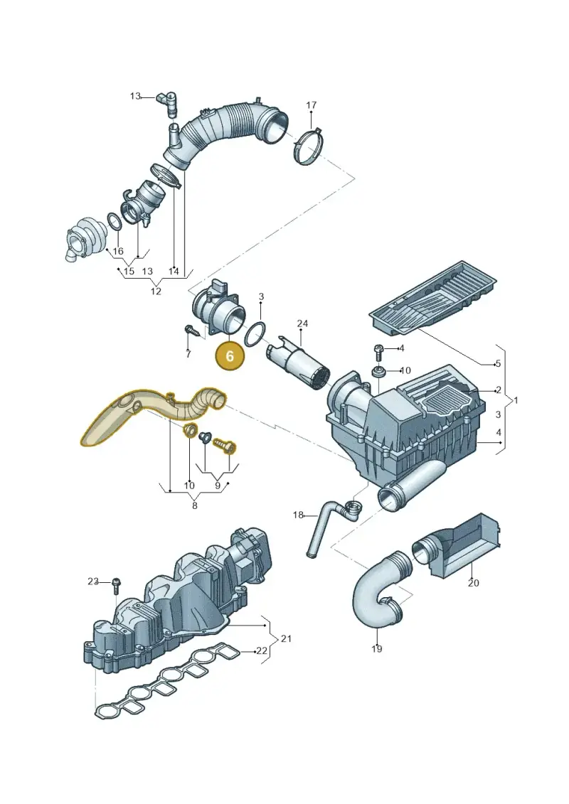 03L906461 — Volkswagen Jetta (2014-2017) diagram 684129400, position 6