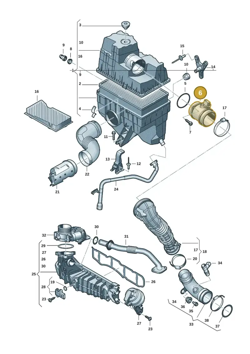 03L906461A — Volkswagen Transport. multivan (2019-2024) diagram 7fp129000, position 6
