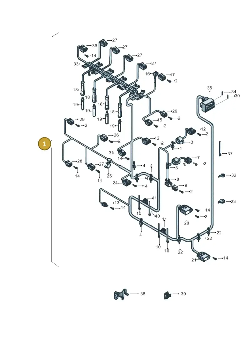 03L972619AE — Volkswagen Jetta (2008-2011) diagram 614971190, position 1