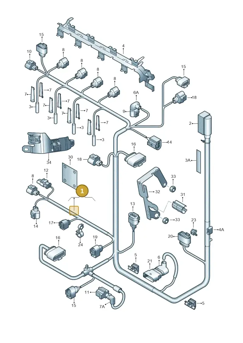 03L972619AE — Volkswagen Scirocco 2.0 (2008-2014) diagram 634971080, position 1