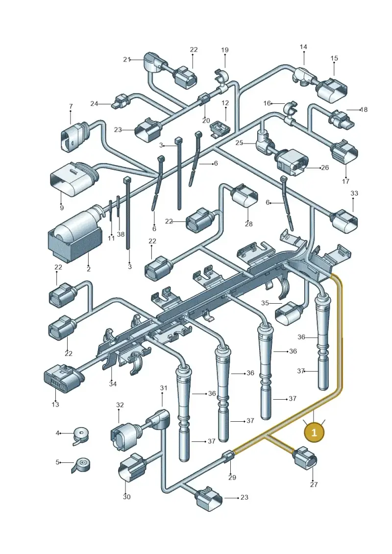 03L972619A — Volkswagen Golf estate (2009-2013) diagram 684971070, position 1