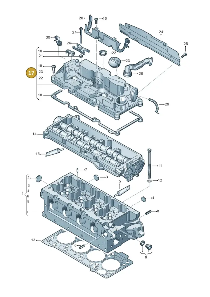 03N103469E — Volkswagen Tiguan 2.0 4Motion (2017-2024) diagram 793103650, position 17