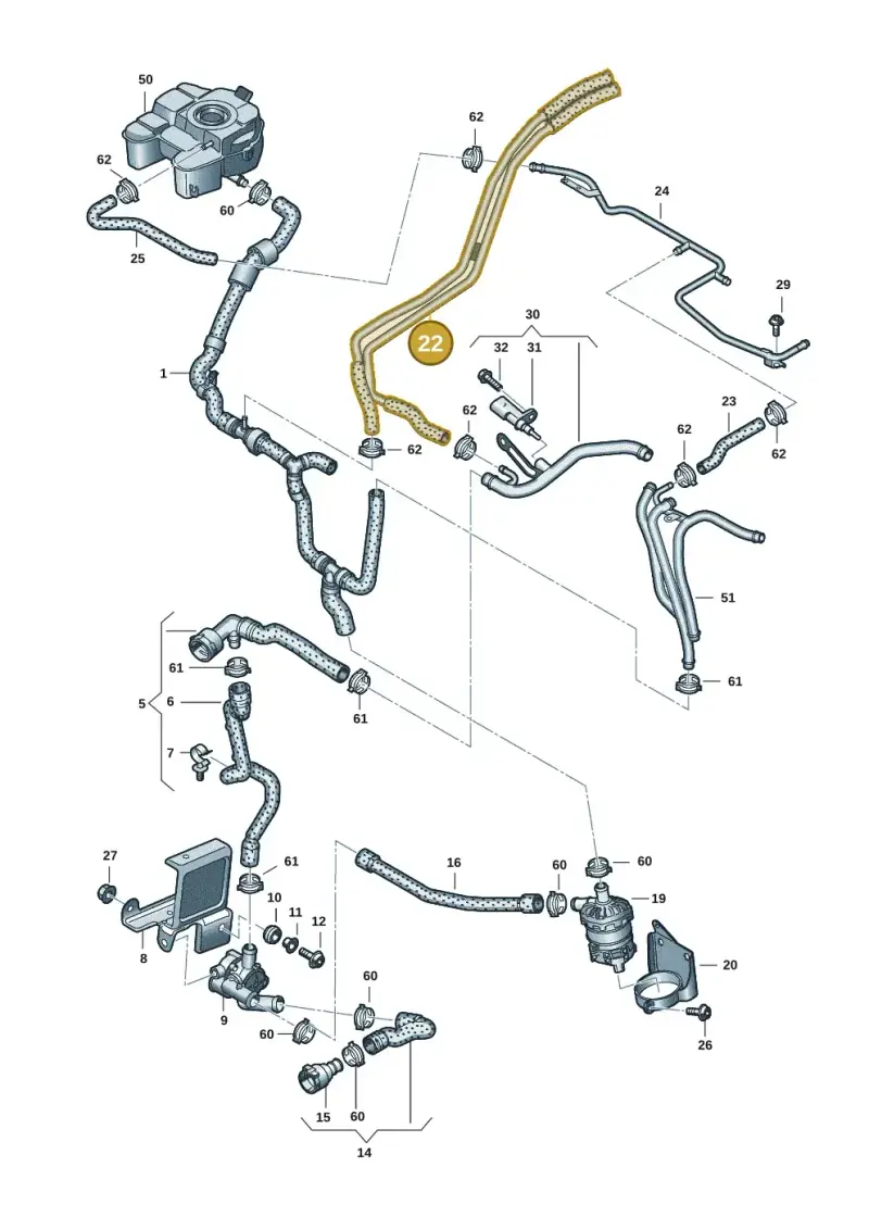 03N121444F — Volkswagen Passat saloon (2014-2024) diagram 793121401, position 22