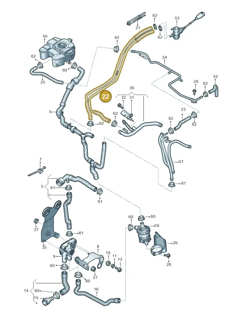 03N121444F — Volkswagen Tiguan 2.0 4Motion (2017-2024) diagram 884121730, position 22