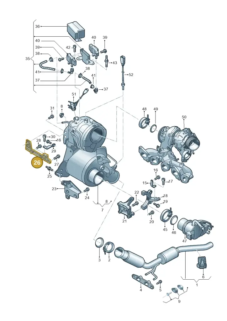 03N253040K — Volkswagen Tiguan 2.0 4Motion (2017-2024) diagram 884253520, position 26