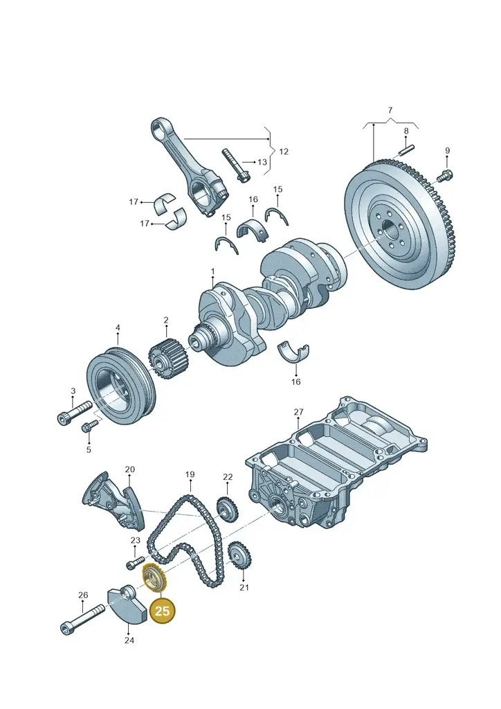 03P103333A — Volkswagen Polo (2012-2014) diagram 672105400, position 25