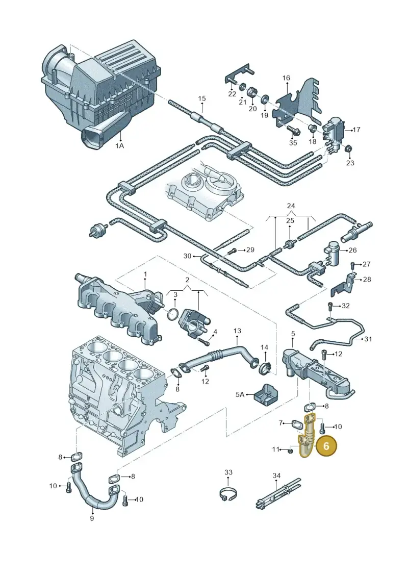 03P131521E — Volkswagen Tiguan 4Motion (2011-2018) diagram 719131500, position 6