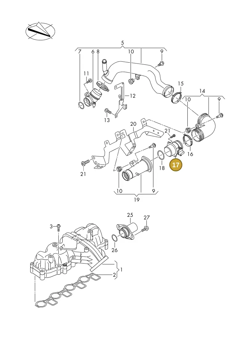 03P906461 — Volkswagen DIES.-IND.-MOT.1,9>2,0 08> (2007-) diagram 425129270, position 17