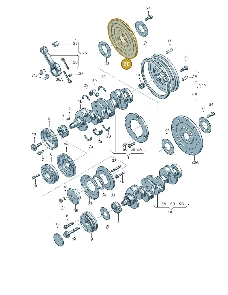 048105323B — Volkswagen PASSAT/4MOTION/W8 (2002-2005) diagram 123105150, position 20