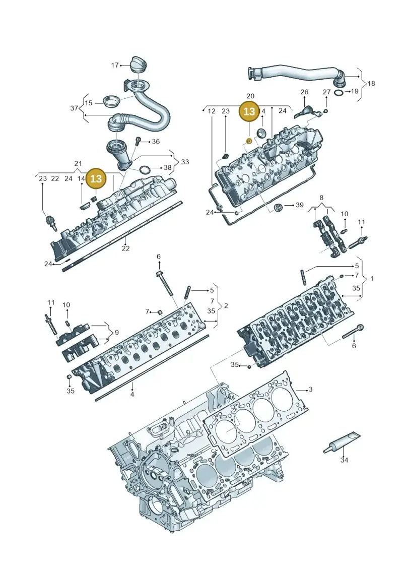 04B103631 — Volkswagen Touareg (2017-2023) diagram 439103070, position 13