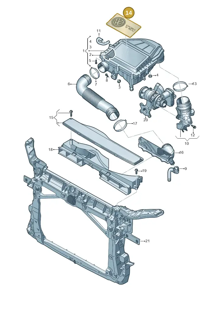 04C103925 — Volkswagen Golf 2.0 (2016-2020) diagram 780129100, position 14
