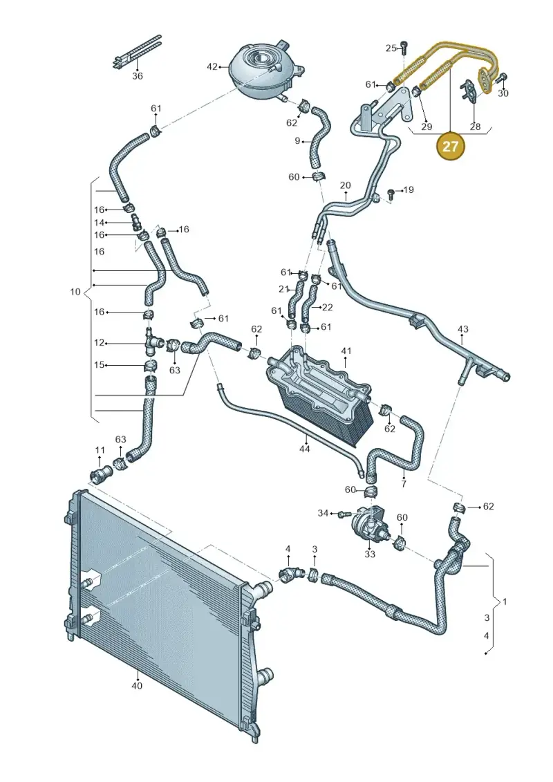 04C122447B — Volkswagen T-Cross 1,0 (2018-2024) diagram 587121150, position 27