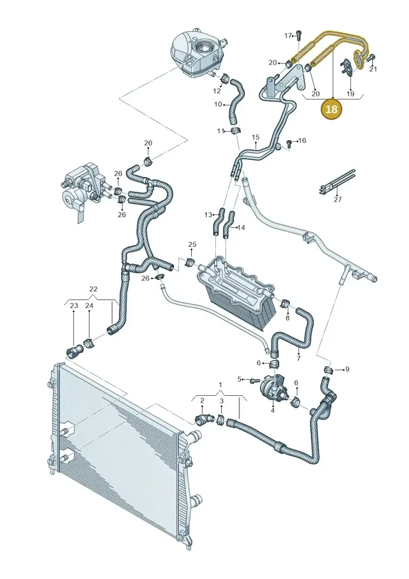 04C122447B — Volkswagen Polo 1.0 BlueMotion (2017-2024) diagram 837121160, position 18
