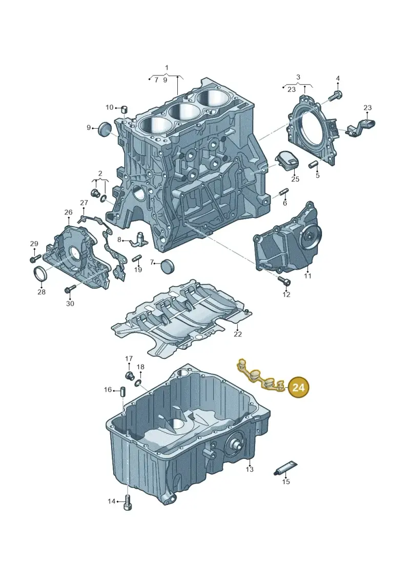 04E103033D — Volkswagen Golf 2.0 BlueMotion (2019-2024) diagram 837103009, position 24