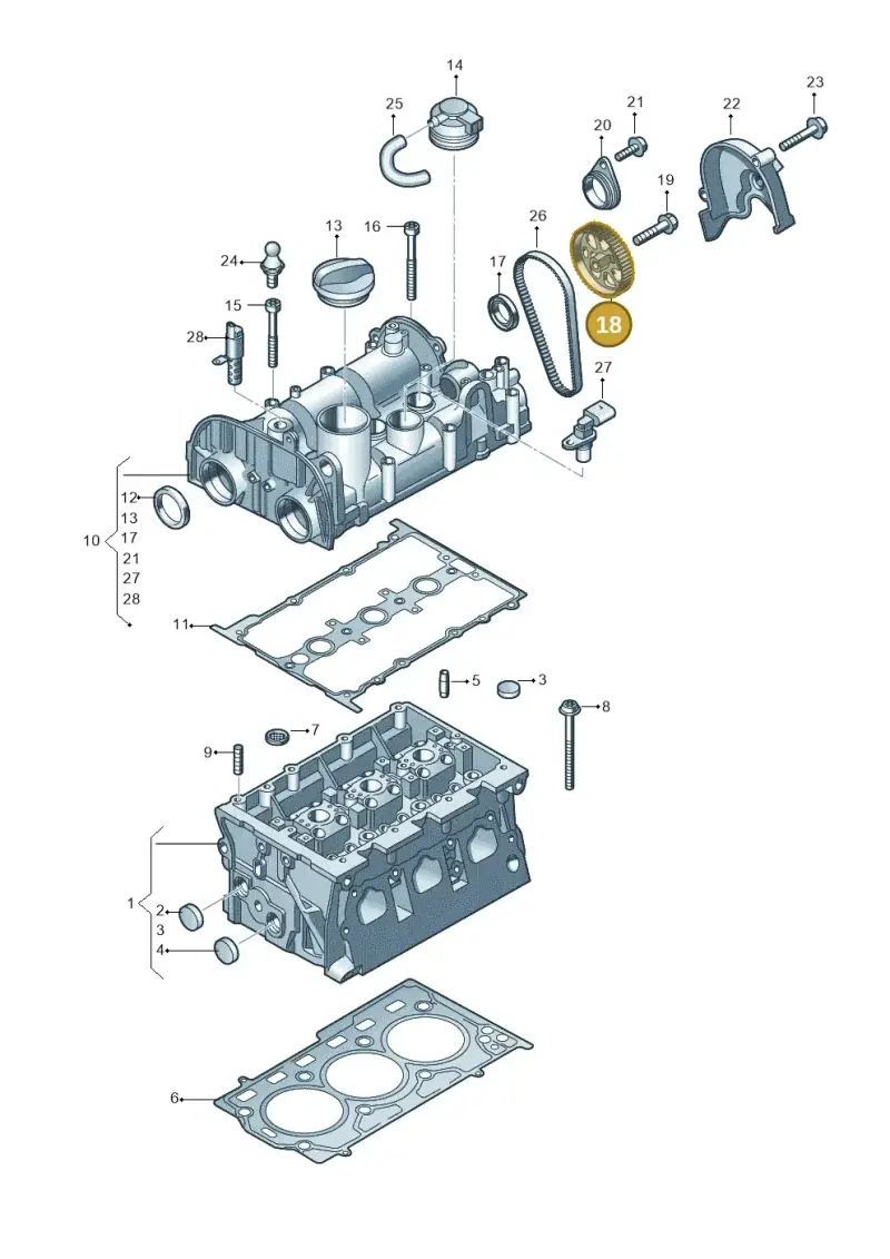 04E109111AG — Volkswagen T-Roc BlueMotion (2017-2024) diagram 723103500, position 18