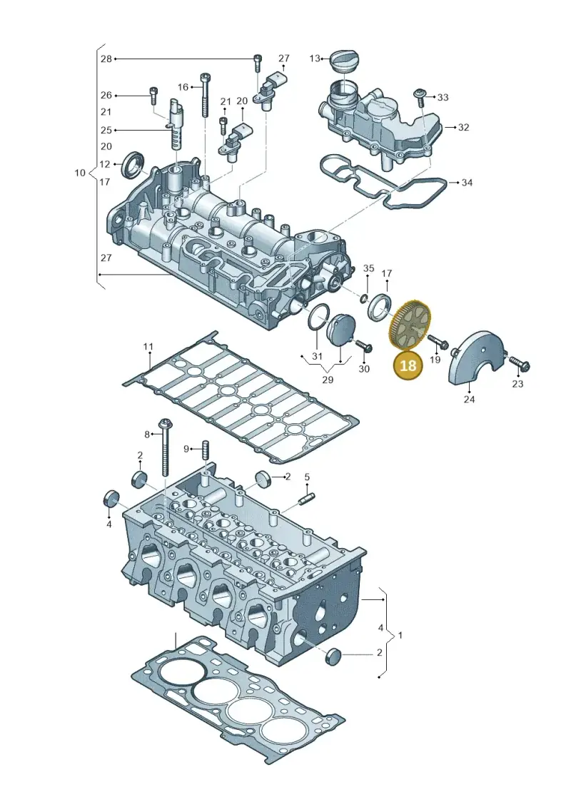 04E109111AG — Volkswagen Caddy Maxi Kombi (2020-2024) diagram 827103540, position 18