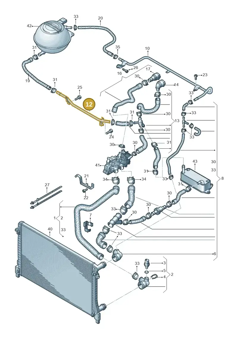 04E121070AB — Volkswagen Golf 2.0 (2016-2020) diagram 781121420, position 12