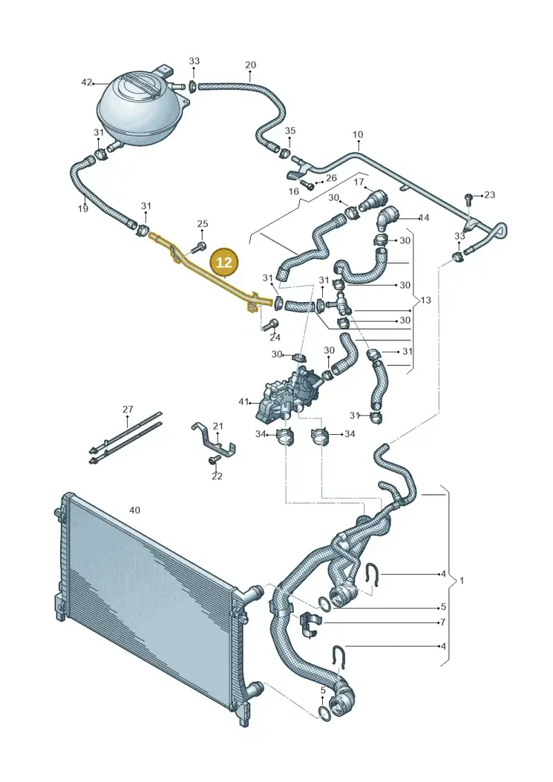 04E121070AB — Volkswagen Polo 1.0 BlueMotion (2017-2024) diagram 837121300, position 12