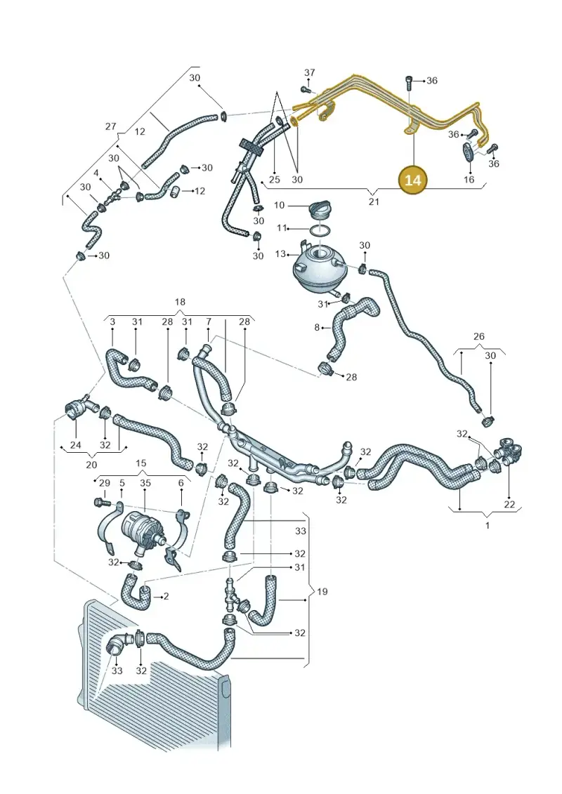 04E121497H — Volkswagen Jetta (2014-2017) diagram 692121090, position 14