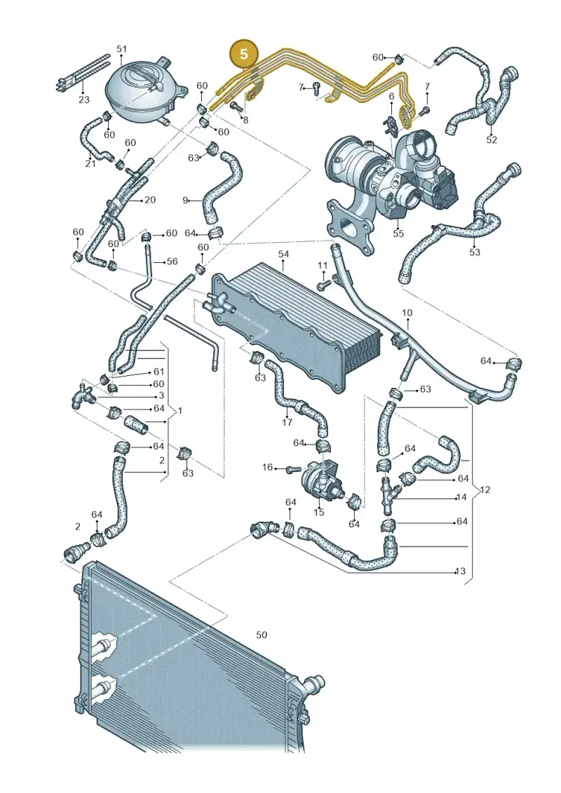 04E121497H — Volkswagen Golf 1.4 BlueMotion (2012-2017) diagram 746121230, position 5