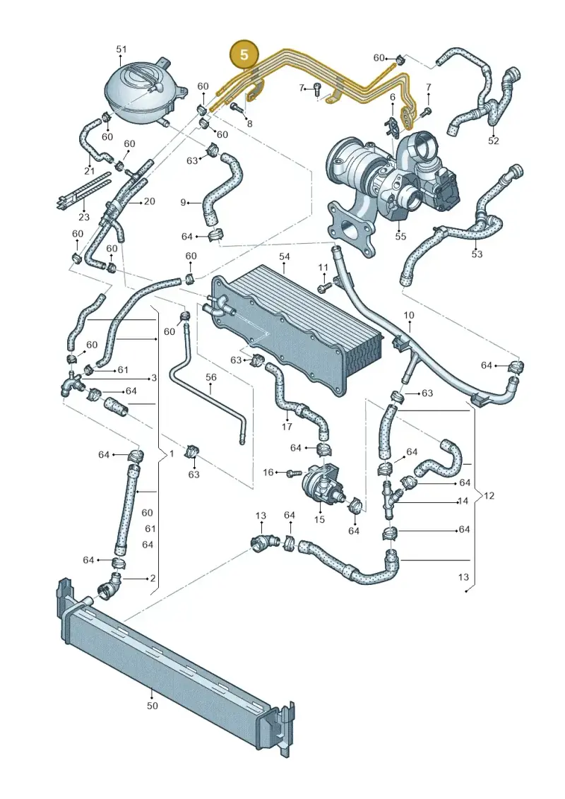 04E121497H — Volkswagen Golf 1.4 BlueMotion (2012-2017) diagram 746121360, position 5