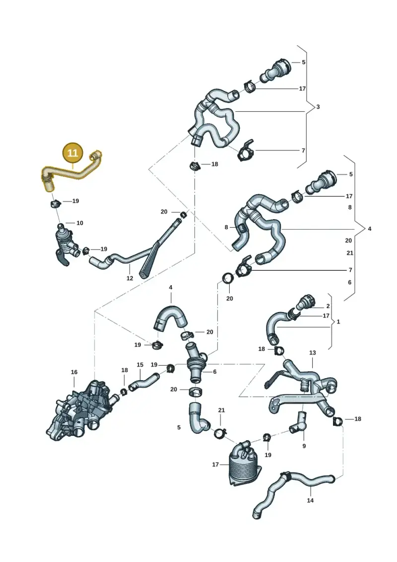 04E122049 — Volkswagen Jetta 1.4 (2017-2024) diagram 431121042, position 11