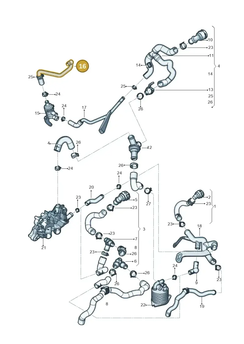 04E122049 — Volkswagen Jetta 1.4 (2017-2024) diagram 431121051, position 16