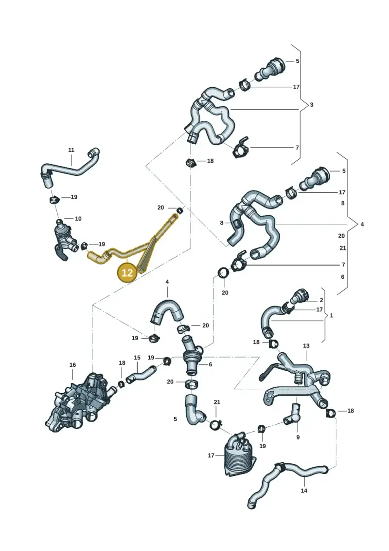 04E122049B — Volkswagen Jetta 1.4 (2017-2024) diagram 431121042, position 12