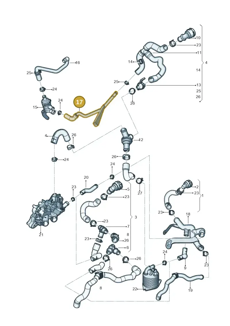 04E122049B — Volkswagen Jetta 1.4 (2017-2024) diagram 431121051, position 17