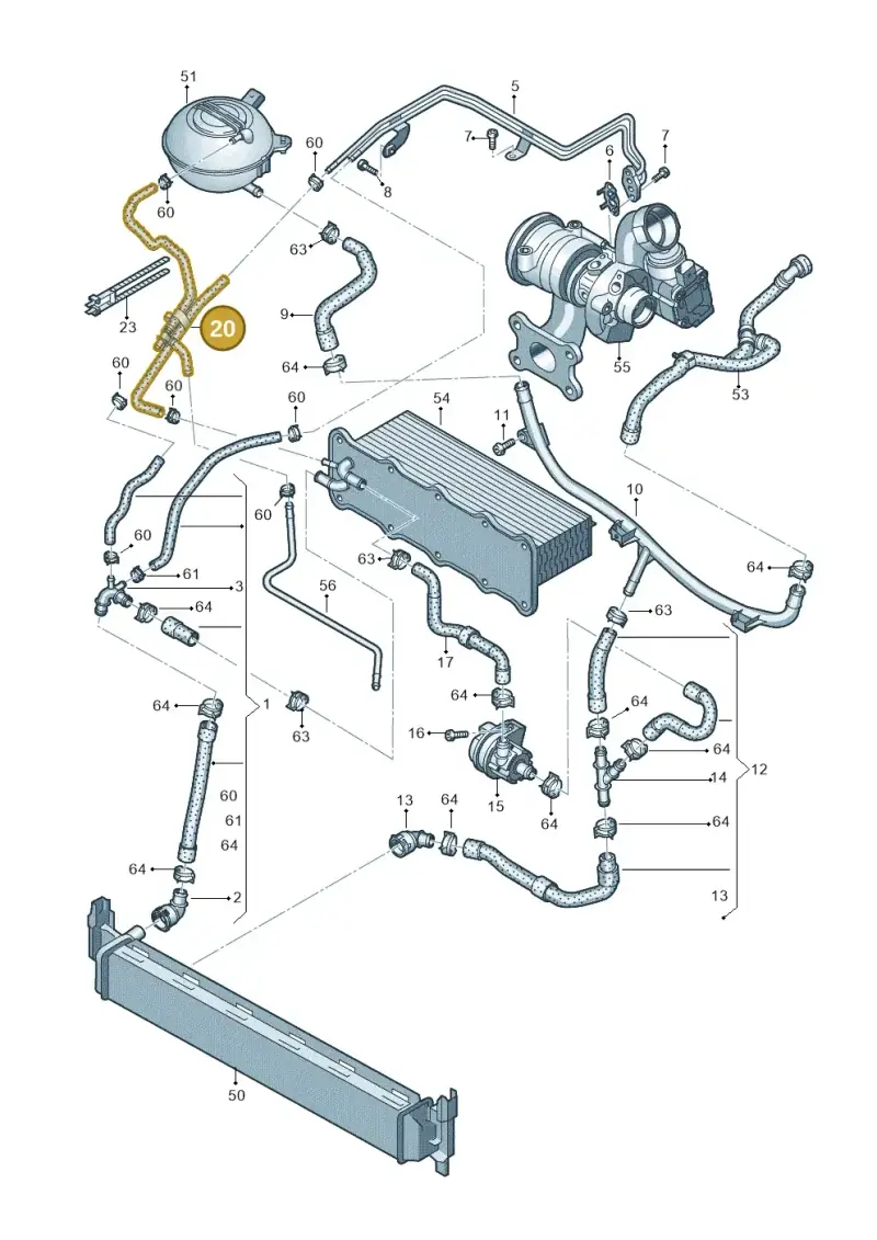 04E122447BQ — Volkswagen Golf 2.0 (2016-2020) diagram 780121120, position 20