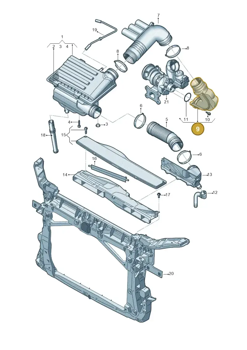 04E129654BF — Volkswagen Sharan BlueMotion (2015-2022) diagram 719129400, position 9