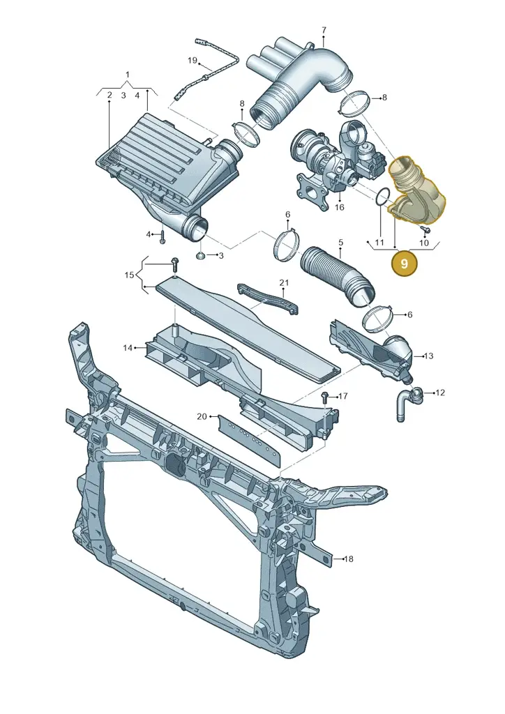 04E129654N — Volkswagen Golf 2.0 (2016-2020) diagram 746129000, position 9