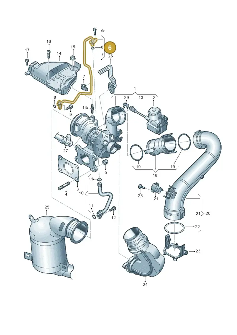 04E145140AS — Volkswagen Tiguan 2.0 4Motion (2016-2024) diagram 884145210, position 6