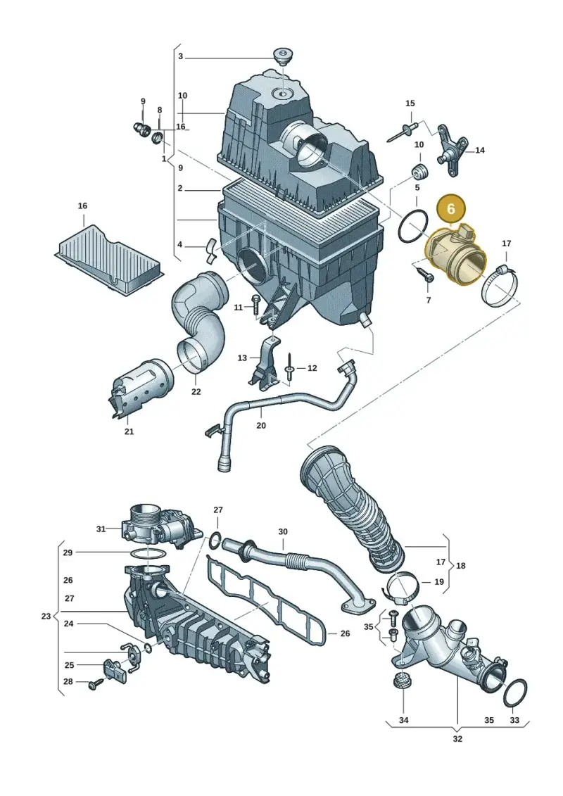 04E906461A — Volkswagen Transport. multivan (2019-2024) diagram 7ep129020, position 6