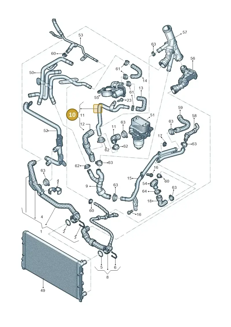 04L121064C — Volkswagen Golf Sportsvan 1.6 (2014-2020) diagram 746121410, position 10