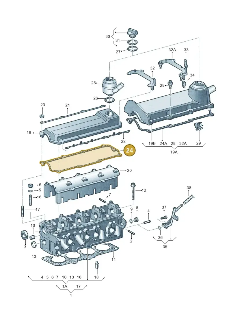 051103483A — Volkswagen Jetta/Wagon (2002-2006) diagram 266103450, position 24