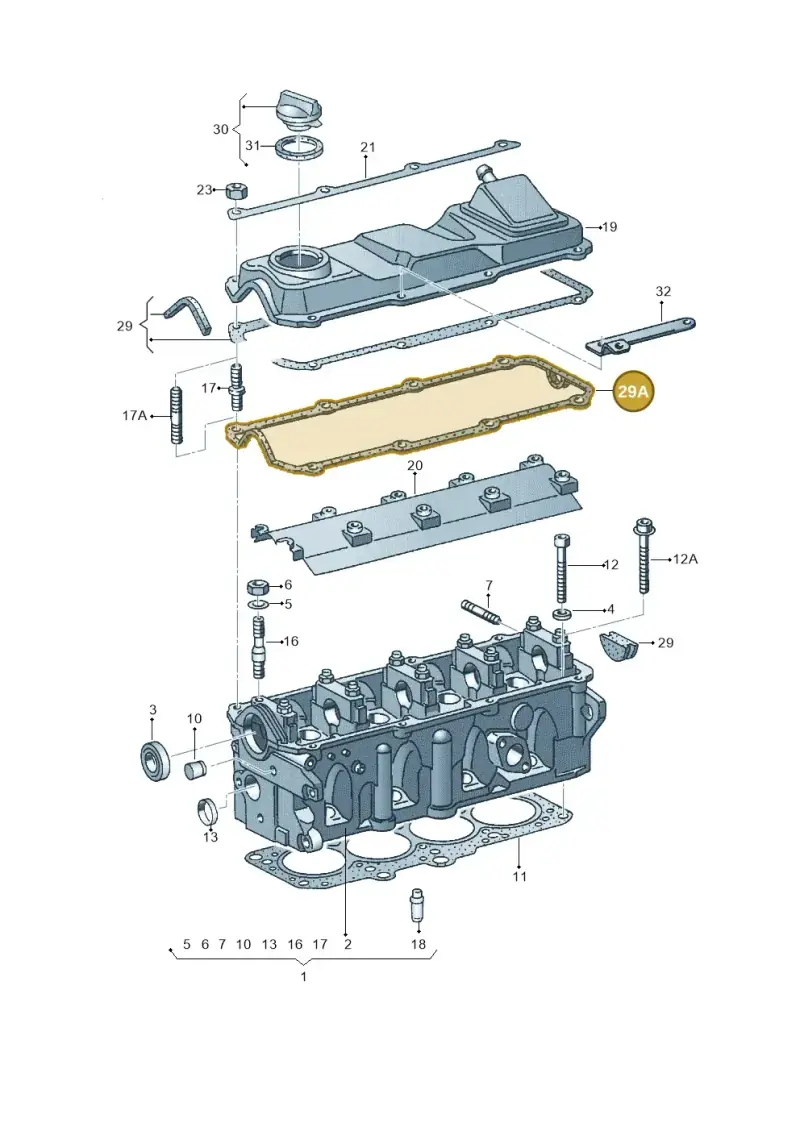 051103483A — Volkswagen CADDY-KOMBI/KASTENW.   06> (2005-) diagram 118103350, position 29A