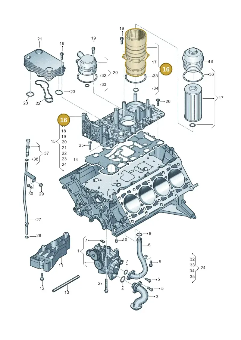 057115373B — Volkswagen Touareg BlueMotion (2014-2018) diagram 693115600, position 16